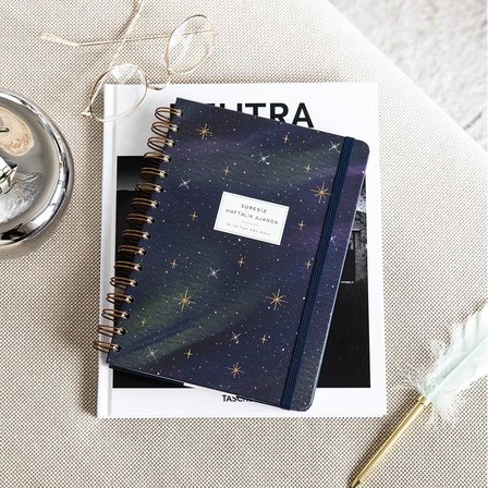 A5 Spiralli Süresiz Planlayıcı Ajanda Galaksi - 15x21