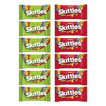 Skittles Yumuşak Draje 38 gr Meyveli ve Ekşili 12 li Karma Paket