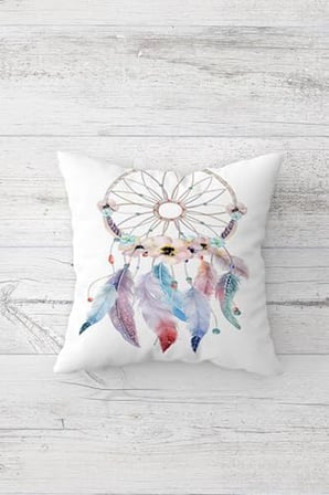 Kalp ve Dream Catcher Desenli Gizli Fermuarlı Kırlent Kılıfı Koltuk Yastık Kılıfı Takım(4ADET), Mor-Pembe-Beyaz 45 x 45