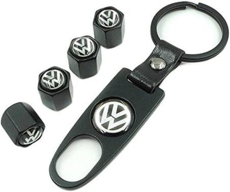 Volkswagen ile Uyumlu Logo Anahtarlık Seti, 4 Sibop Kapağı, Siyah