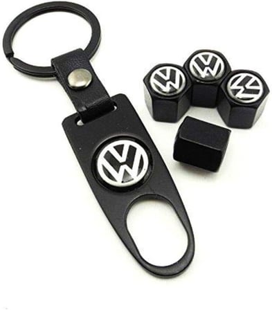 Volkswagen ile Uyumlu Logo Anahtarlık Seti, 4 Sibop Kapağı, Siyah