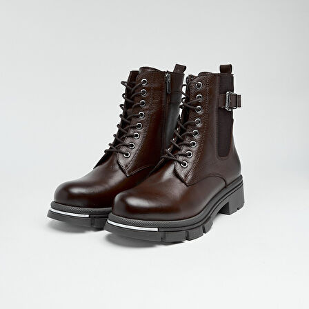 Hakiki Deri Fermuarlı Kadın Bot 