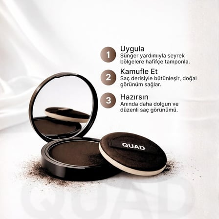 Saç Kapatıcı Pudra, Kahverengi, Unisex Saç ve Sakal Dolgunlaştırıcı, Doğal Görünüm, 10gr
