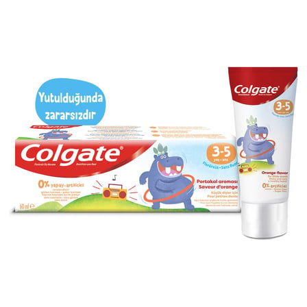 3 Adet Colgate 3-5 Yaş Portakal Aromalı Florürsüz Çocuk Diş Macunu 60 Ml