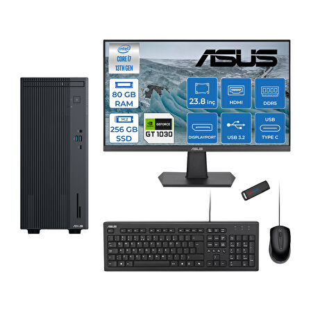 Asus Expertcenter P500MV Intel Core I7-13620H 80GB Ddr5 256GB SSD Freedos 4GB/GT1030 100HZ IPS 23.8" Mon Minitower Masaüstübilgisayar WH7136216512B0DF26+ZETTAUSBBELLEK
