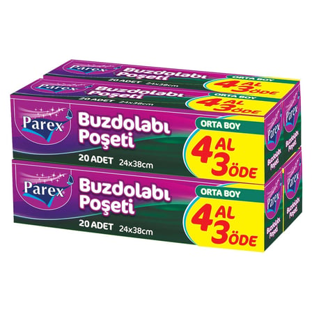 4 Adet Parex Buzdolabı Poşeti Orta 4 Al 3 Öde