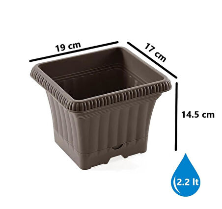 Omnipazar SO-OB00 Dekoratif Ova Balkon Saksı 2.2 lt Mocha 6 Adet