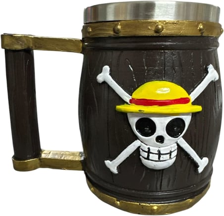 One Piece İskelet Fıçı 3D Tasarım 3D Çelik Kupa Bardak Yeni