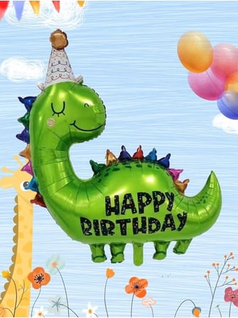 Yeşil Dinozor Temalı 5 Yaş Folyo Balon Seti Doğum Günü Dekorasyonu