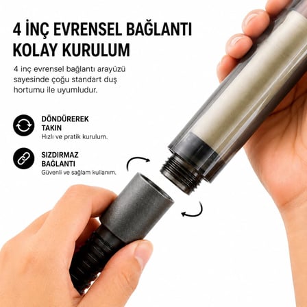 6 Fonksiyonlu Siyah Filtreli Duş Başlığı Yüksek Basınçlı Kireç Önleyici Arıtmalı Banyo Başlığı