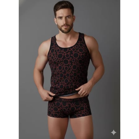 Modi Green Erkek Desenli Tank Top Boxer Takımı