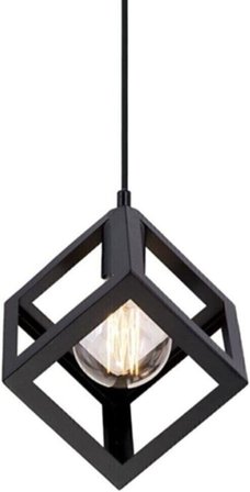 Rustik Retro Model Geometrik Sarkıt Metal Küp Avize Siyah Tek Ebat 3528-1Blk