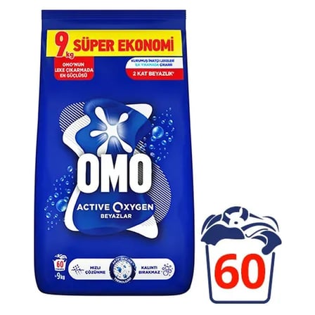 4 Adet Omo Toz Çamaşır Deterjanı Active Oxygen Beyazlar 60 Yıkama