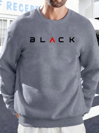 Siyah Harfli Yaratıcı Baskı Erkek Temel Giyim Bol Sweatshirt Spor Sokak Stili Kazak Rahat Yum