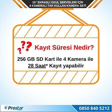 Kayıtlı 10" Dörde Bölünebilir 4 Kameralı AHD 720P Okul Servisler için Kamera Seti