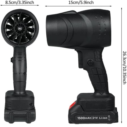 48V Şarjlı Mini Jet Fan, Güçlü Turbo Hava Üfleyici, 4000mAh Li-ion Batarya, Ergonomik Tasarım, Hız Ayarlı, Siyah