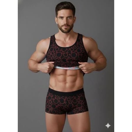 Modi Green Erkek Desenli Tank Top Boxer Takımı