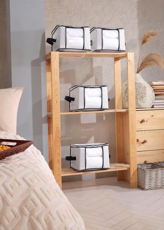 4 Adet Lüks Pencereli Çok Amaçlı Dolap Düzenleyici Hurç Çorap Hurcu 34 x 22 x 22 cm (Beyaz)