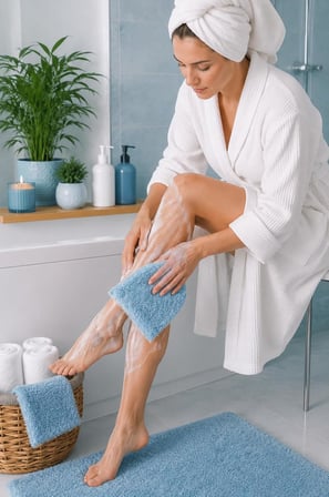Banyo Lifi, | Yumuşak Dokulu, Bol Köpüren Vücut Temizleme Lifi | Askı İpli, Günlük Kullanıma Uygun Banyo Süngeri | Kadın Erkek Çocuk İçin 25x35CM (Mavi)