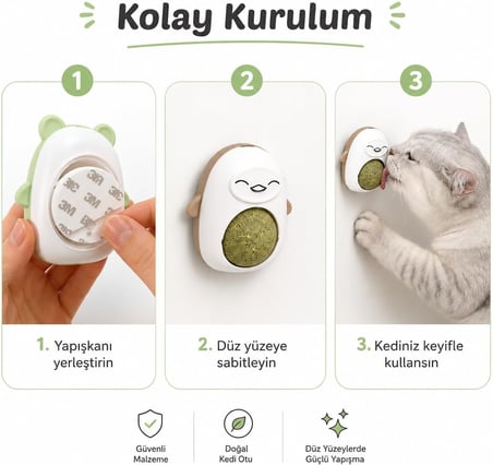SOGUD Kedi Nanesi Oyuncağı - Duvara Yapışan 360° Dönen Catnip Topu - Kapaklı Kedi Otu Yalama Topu - Sevimli Hayvan Tasarımlı İnteraktif Kedi Oyuncağı - STOK DURUMUNA GÖRE RENK GÖNDERİLİR
