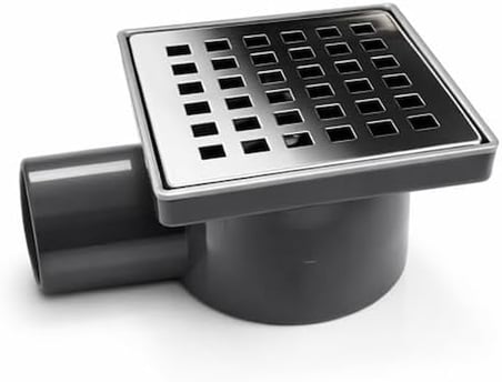 Yer Süzgeci 10x10 Krom Izgaralı Çekvalfli 50 mm Çıkışlı Paslanmaz Banyo Duş Gideri