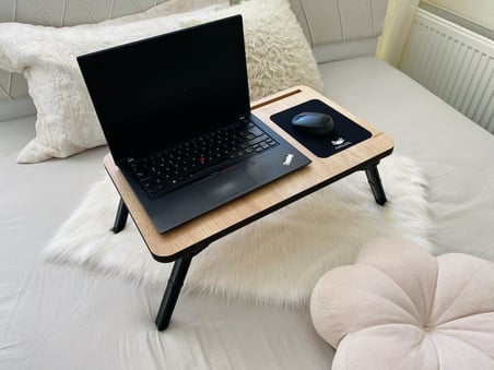 Folding Telefon ve Tablet Bölmeli Katlanır Ayaklı Laptop Sehpası Notebook Bilgisayar Çalışma Masası