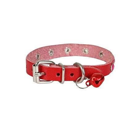 Taşlı Kedi ve Yavru Köpek Tasması 1*23 cm Kırmızı Medium