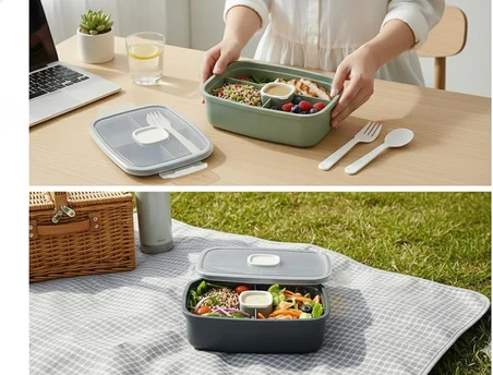 ViosStore Sızdırmaz Lunch Box – 3 Bölmeli Yemek Kabı | Öğle Yemeği Kutusu | Saklama Kabı | BPA İçermez (Beyaz)