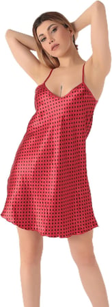 miorre İnce Askılı Mini Saten Gecelik,Kırmızı S/M,33164252