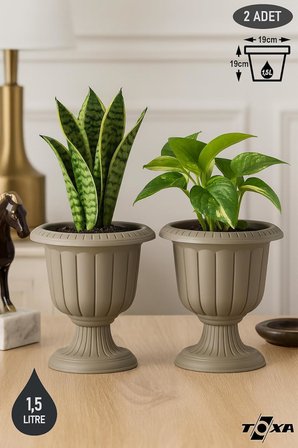 Ayaklı Deliksiz Plastik Nergis Saksı (1 Adet, 47 Litre, 59cm, Kirli Beyaz)