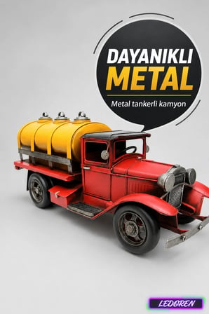 Dekoratif Metal Tanker Nostaljik Hediyelik Oyuncak Tır Kamyon Masaüstü Biblo Süs Eşyası C0775