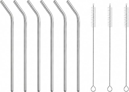 Orret Home 6’lı Krom Paslanmaz Metal Pipet Seti – 3 Adet Pipet Temizleme Fırçası Hediyeli, Çevre Dostu Metal Pipet, Dayanıklı Paslanmaz Çelik Pipet, Uzun &amp; Kısa İçecek Pipeti Seti (6 Lı Yan Set)