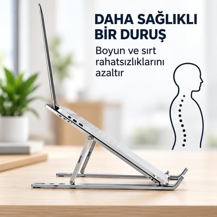 Alüminyum Laptop Standı 7 Kademeli Katlanabilir Ayarlanabilir