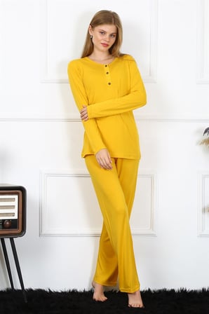 Modi Kadın Penye Uzun Kol Patlı Pijama Takım 4167