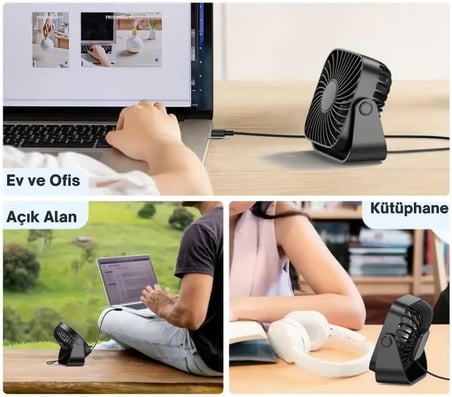 Masaüstü Vantilatör, Şarjlı Masaüstü Fan, 2000 Mah Batarya, Uzun Kullanım Süresi, 3 Kademeli Ayarlanır Güç Modu, Soğutucu Vantilatör, Sessiz Çalışma, Ergonomik Tasarım, Masaüstü Kullanım