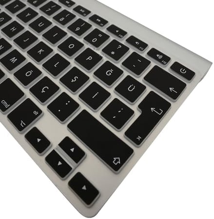 Apple Magic Keyboard A1314 A1243 Türkçe Q Uyumlu Klavye Koruyucu – UK İngilizce ISO Ters L Enter Silikon Kaplama Ultra İnce Kaymaz Toz ve Sıvı Koruma Keyboard Cover Siyah
