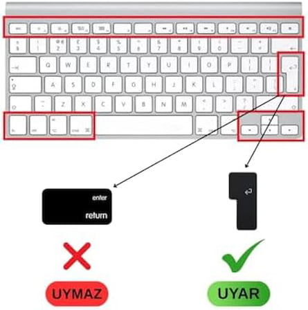Apple Magic Keyboard A1314 A1243 Türkçe Q Uyumlu Klavye Koruyucu – UK İngilizce ISO Ters L Enter Silikon Kaplama Ultra İnce Kaymaz Toz ve Sıvı Koruma Keyboard Cover Siyah