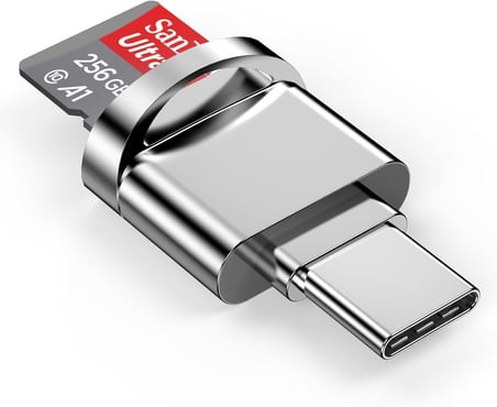 iPhone 16 Micro SD Kart Okuyucu Adaptörü,USB Tip C - Micro SD/TF Kart Okuyucu Görüntüleyici Mikro SD Kart Adaptörü iPhone 15/15 Plus/15 Pro/15 Pro Max ile Uyumlu, iPad,Samsung (Gri)