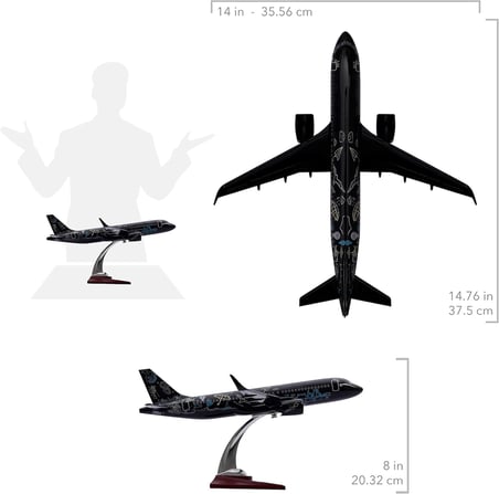 Zekupp Airbus A320, 1/100 THY Siyah Renk, Desenli Uçak Maketi (ZU-UCK0113)