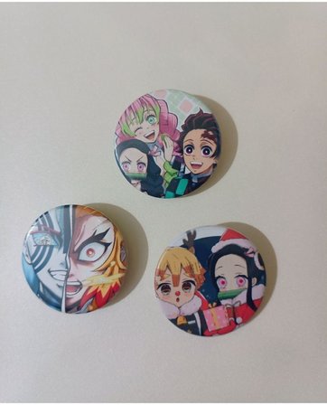 Demon Slayer Anime Buton Rozet 3 Adet 37Mm