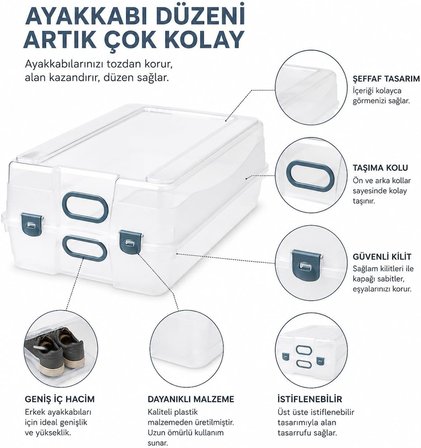 Şeffaf Kilitli Ayakkabı Kutusu Kapaklı Ayakkabı Saklama Kutusu Hava Alabilir Organizer Kutu İstiflenebilir Plastik Ayakkabı Düzenleyici Dolap İçi Depolama Kutusu