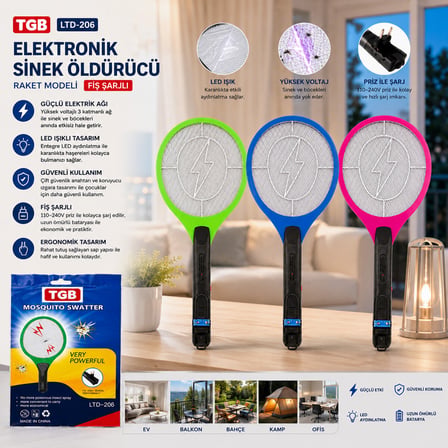 Lunaev Raket Modeli Fiş Sarjlı Elektronik Sinek Öldürücü Cız Makine Ltd - 206