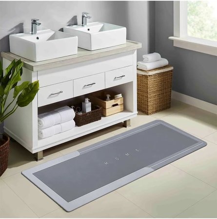 Banyo Paspası - Kaymaz Tabanlı - Süper Emici - Abdest Paspası - Uzun Gri 40 * 120 cm
