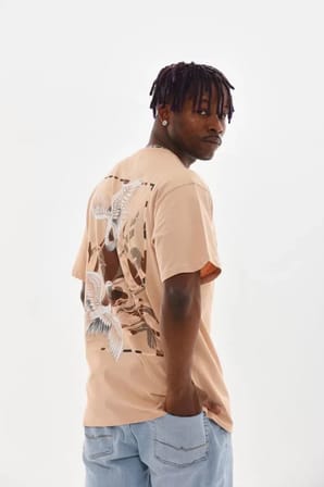 Modi Green Unisex Baskılı Oversize T-Shirt - Bej