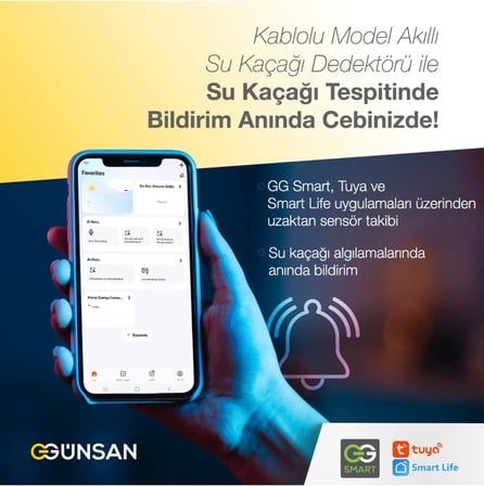 Akıllı Wifi Su Kaçağı Dedektörü (Kablolu) Tuya &amp; Smart Life Uyumlu