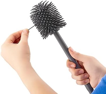 Silikon WC Tuvalet Banyo Fırçası Klozet Fırçası Beyaz-Gri Oval