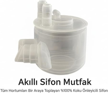 Mutfak Gider Sifonu,%100 Koku Kesme Özellikli, Su Sızdırmaz, Tüm Hortumları Toplayan Sistem