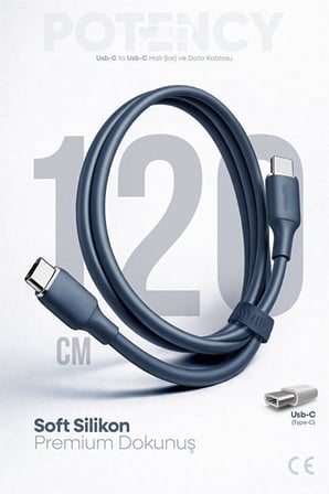 60W Potency Type-C to Type-C Isıya Dayanıklı Hızlı Şarj ve Data Kablosu 1.2m Siyah