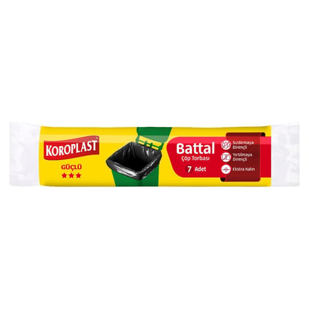 3 Adet Koroplast Battal Boy Çöp Torbası 7'li