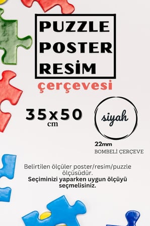 22lik Puzzle Poster Resim Çerçevesi PVCli Postersiz Resimsiz Çerçeve (Siyah, 48x68)